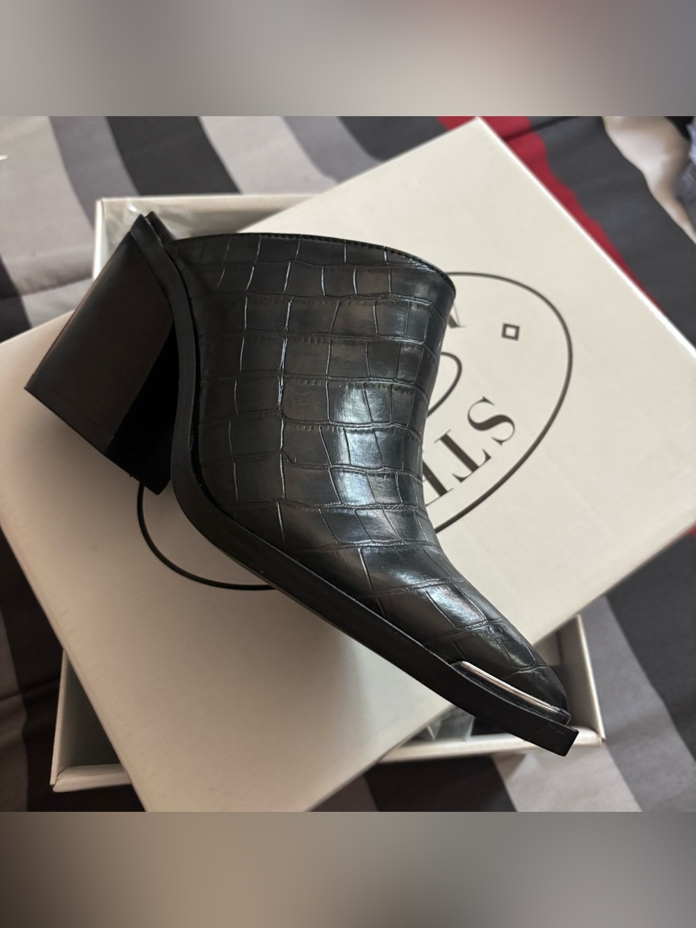 Steve Madden Black Croc Mule Heels